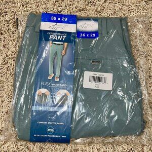 Greg Norman Men's Flex Waistband Performance Chino Pants Teal, Size 36x29 (New)